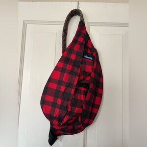 Kavu Red Buffalo Plaid sling bag